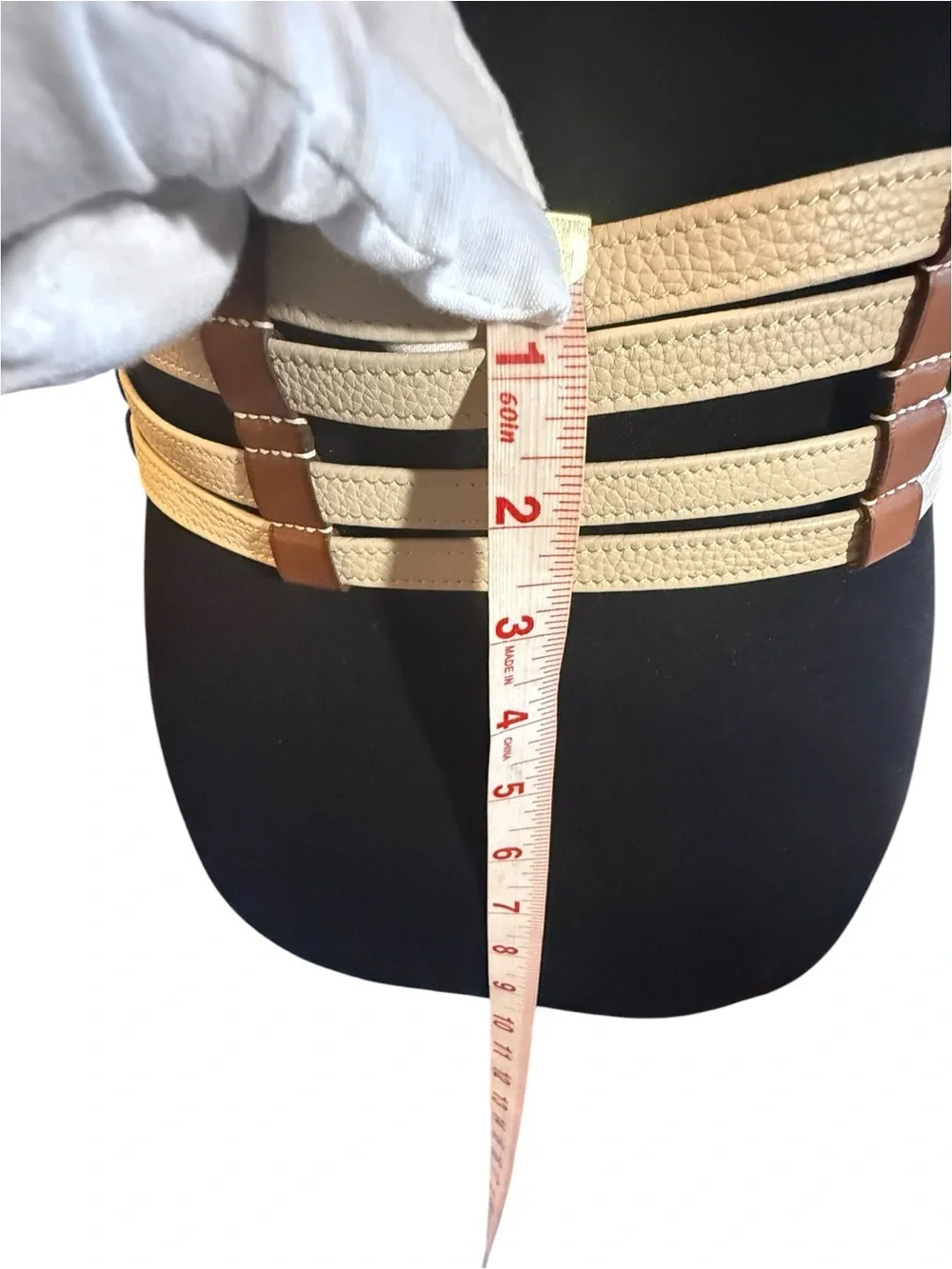 Hermes Two-Tone 2009 Leather Etriviere Double-Strap Belt Sz 31in/80cm (Medium)